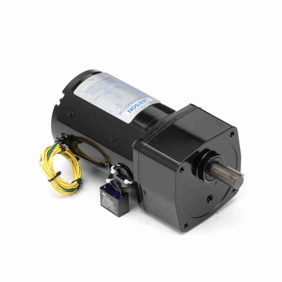 096033.00 Leeson Gear Motor 1/6HP 59RPM 42Y TEFC 115/230V 1 Phase - Square One Electric Motors & Pumps