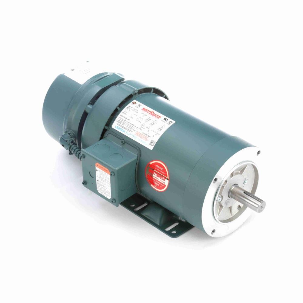 122249.00 Leeson Brake Motor 1.5HP 1800RPM 145TC TEFC 230/460V 3 Phase C145T17FK76A - Square One Electric Motors & Pumps