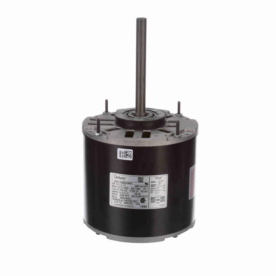149A Century Condenser Fan Motor 1/2 - 1/3 - 1/4HP 1075RPM 48Y SEMI ENCL 208 - 230 Volt 1 Phase - Square One Electric Motors & Pumps