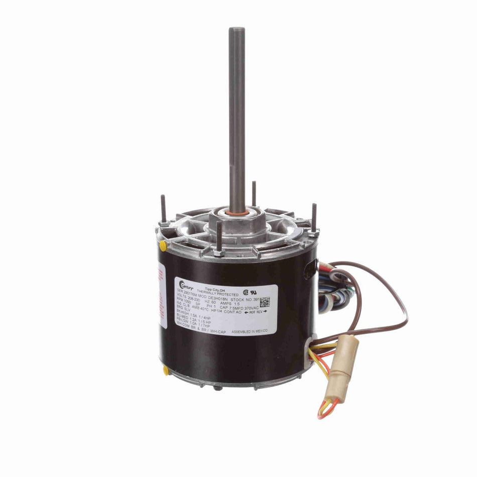 391A Century Fan Motor 1/4 - 1/5 - 1/7HP 1050RPM 42 OAO 208 - 230 Volt 1 Phase - Square One Electric Motors & Pumps