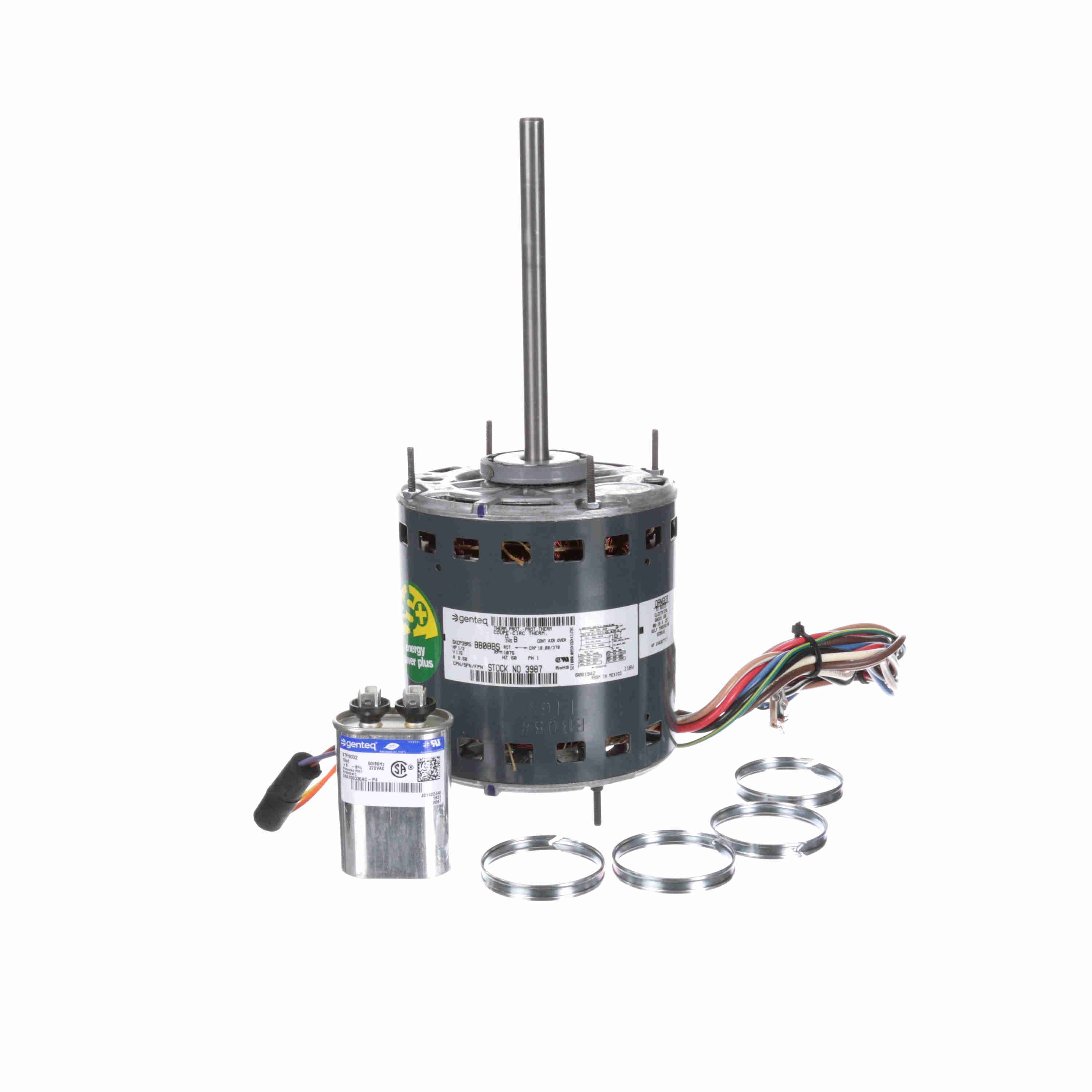 3987 Genteq Fan Motor - 1/2 HP, 1200 RPM, 115 V, 1 Phase – Square One ...