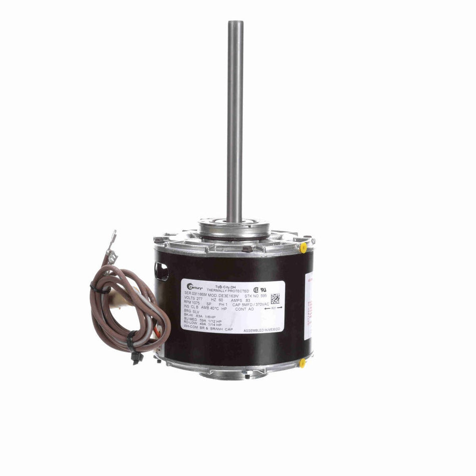595A Century Fan Motor 1/8 - 1/12 - 1/14HP 1075RPM 42 OAO 277V 1Ph - Square One Electric Motors & Pumps