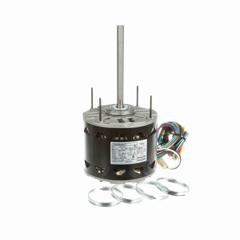 7FD1036 Century Fan & Blower Motor 1/3HP 1075RPM 3 Speed 48 Frame 277 Volt 1 Phase - Square One Electric Motors & Pumps