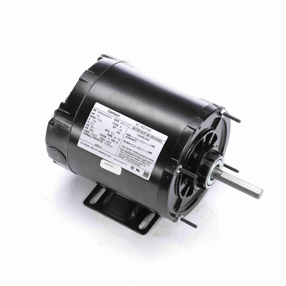 889V2 Century Fan Motor 1/3HP 1725RPM 48Z ODP 115 Volt 1 Phase - Square One Electric Motors & Pumps