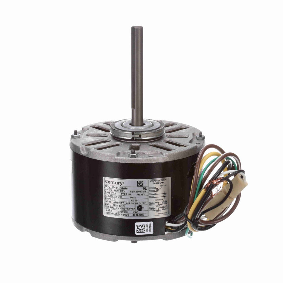 9645 Century Fan Coil & Air Conditioning Motor 1/6HP 1625RPM 48Y SEMI ENCL 208 - 230 Volt 1 Phase - Square One Electric Motors & Pumps