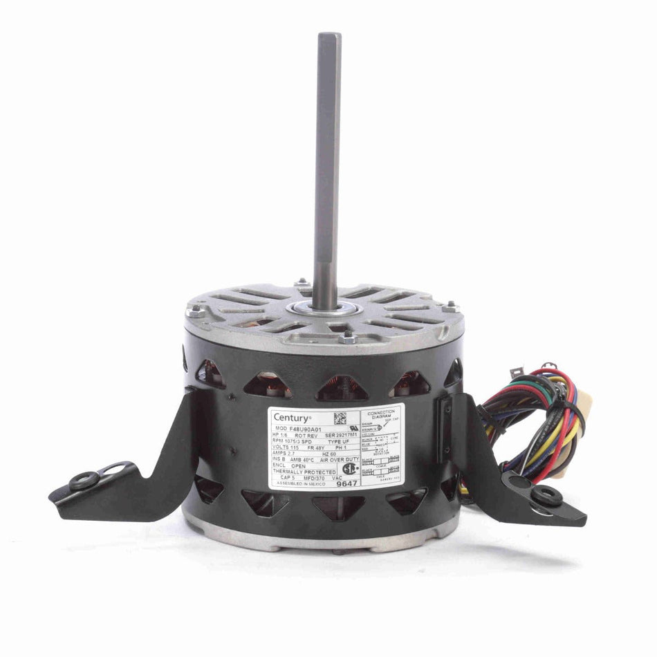 9647 Century Fan Coil & Air Conditioning Motor 1/6HP 1075RPM 48Y OPEN 115 Volt 1 Phase - Square One Electric Motors & Pumps