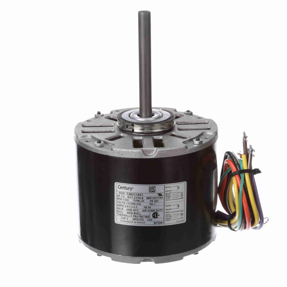 9700 Century Blower Motor 1/4HP 1550RPM 48Y SEMI ENCL 115/208 - 230 Volt 1 Phase - Square One Electric Motors & Pumps