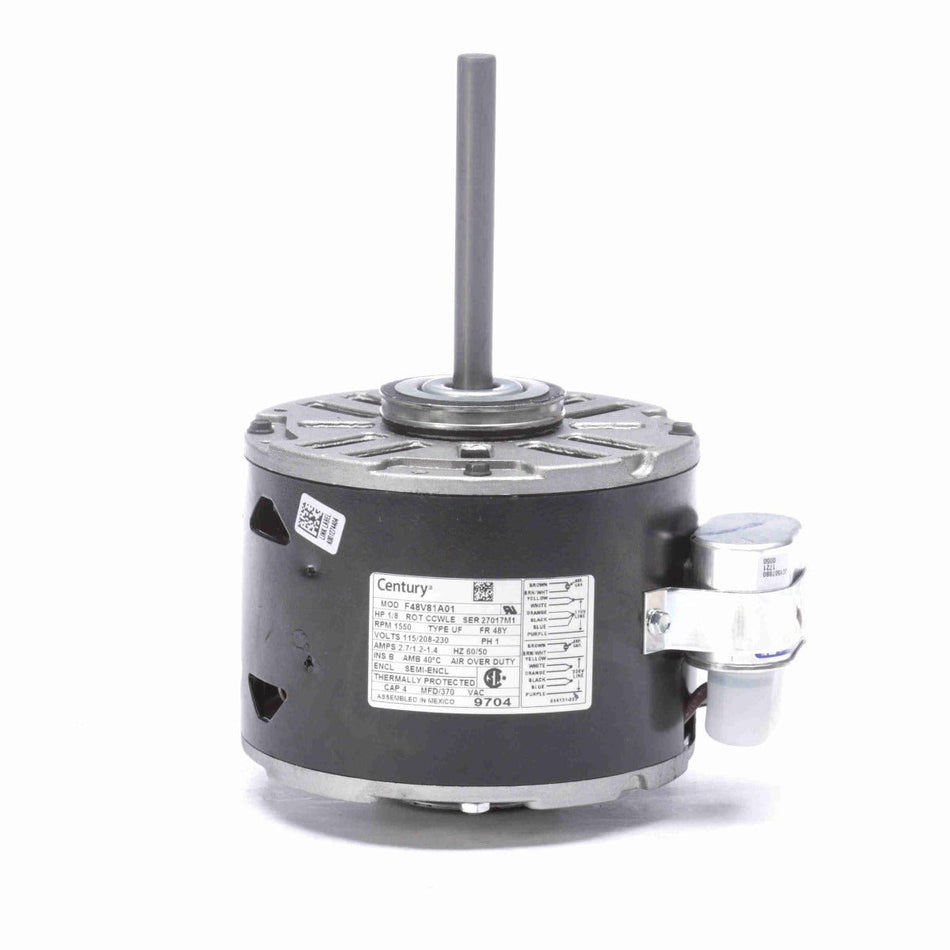 9704 Century Blower Motor 1/8HP 1550RPM 48Y SEMI ENCL 115/208 - 230 Volt 1 Phase - Square One Electric Motors & Pumps