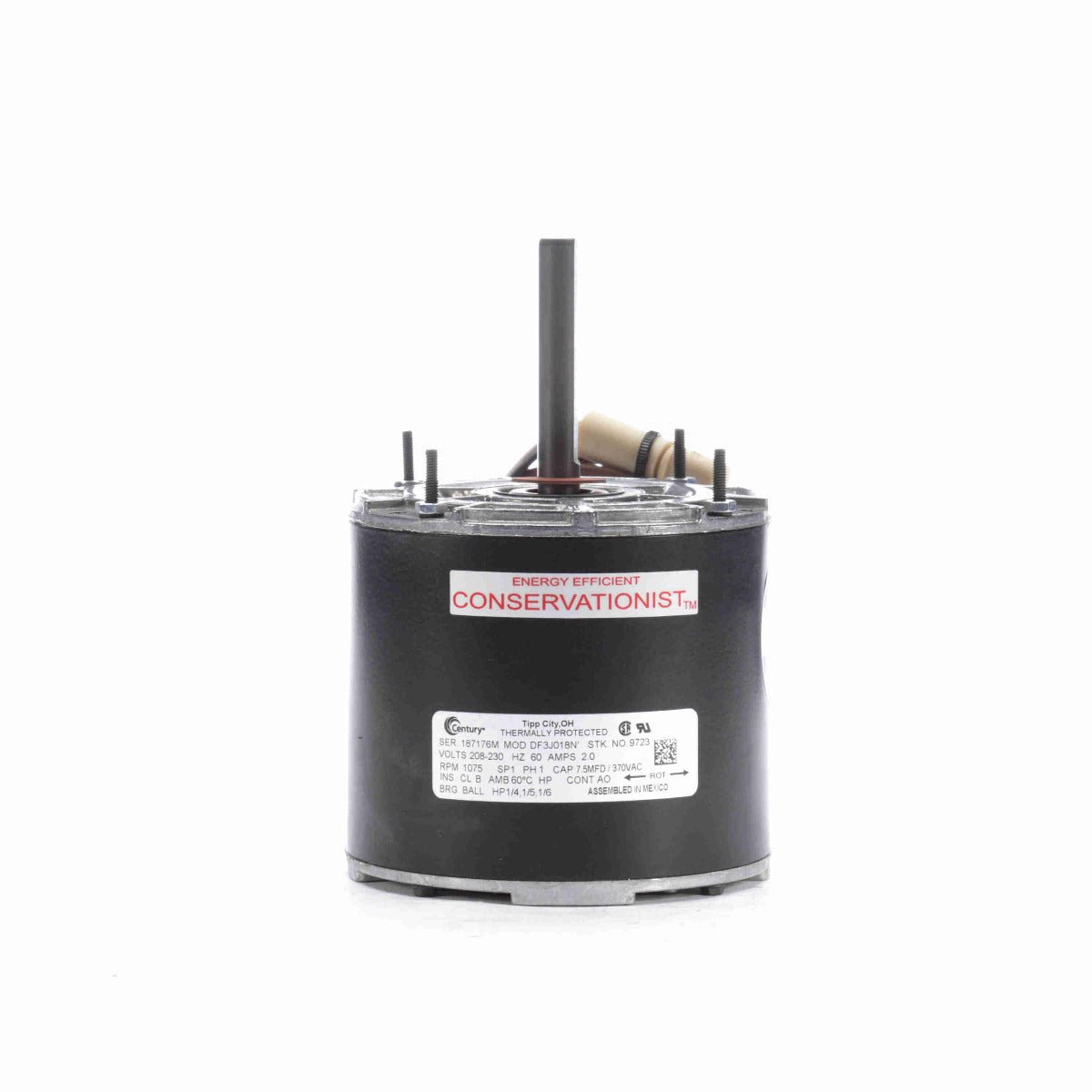 9723 Century Fan Motor 1/4 - 1/5 - 1/6HP 1075RPM 42Y ENC 208 - 230V 1Ph - Square One Electric Motors & Pumps