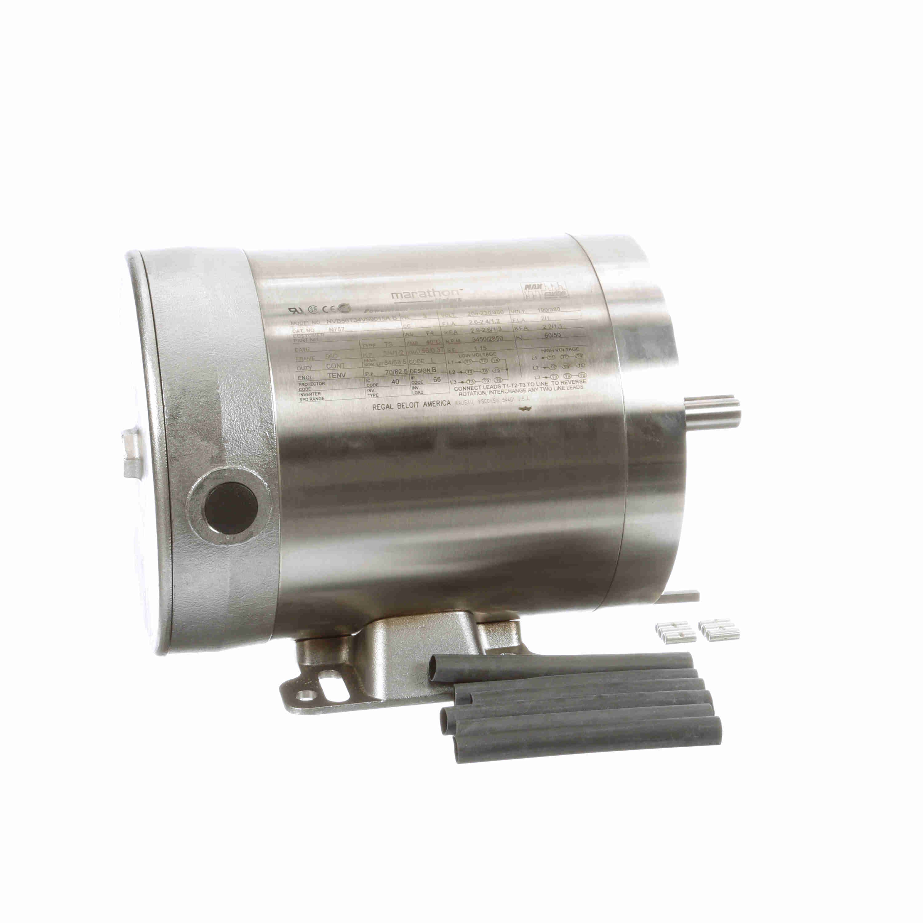 N757 Marathon Motor 3/4 HP | Washdown Stainless | Square One Electric ...