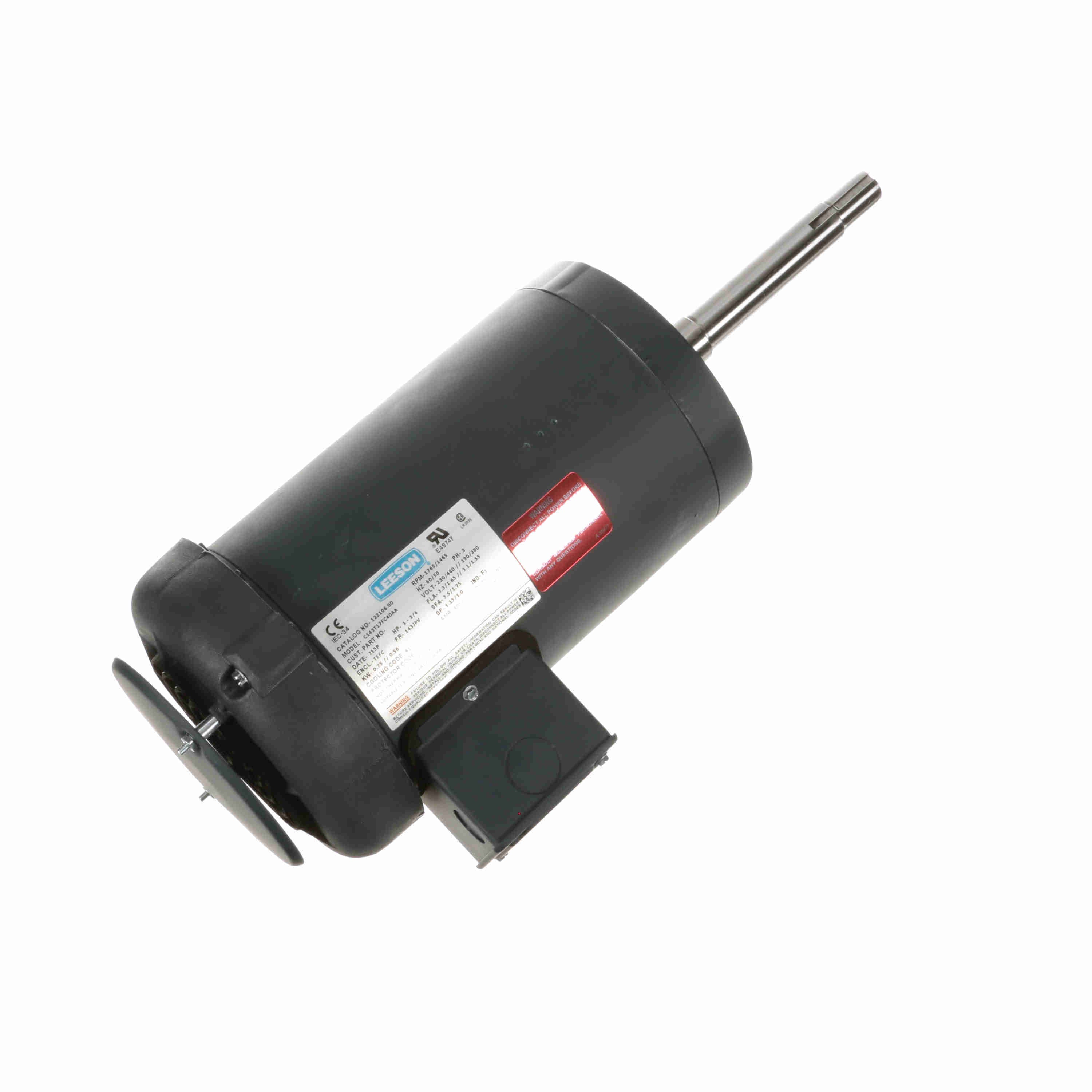122106.00 Leeson Motor 1HP 1800RPM 143JPV DP 230/460V 3 Phase C143T17FC40AA - Square One Electric Motors & Pumps
