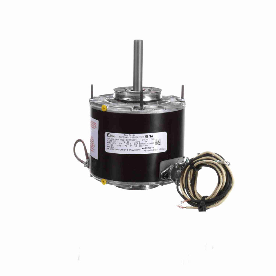 360A Century Fan Motor 1/6HP 1075RPM 42 TEAO 115 Volt 1 Phase - Square One Electric Motors & Pumps