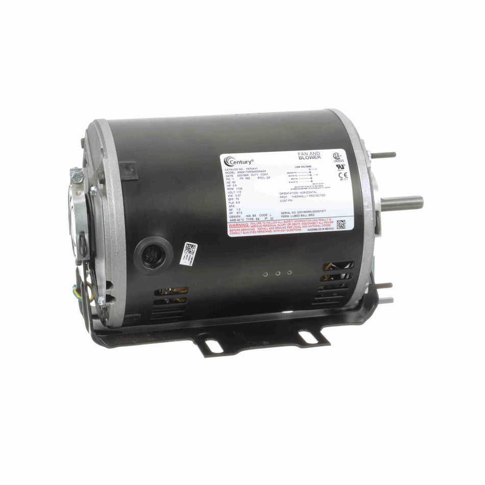 F670AV1 Century Motor 1/2HP 1725RPM J56Z ODP 115 Volt 1 Phase - Square One Electric Motors & Pumps