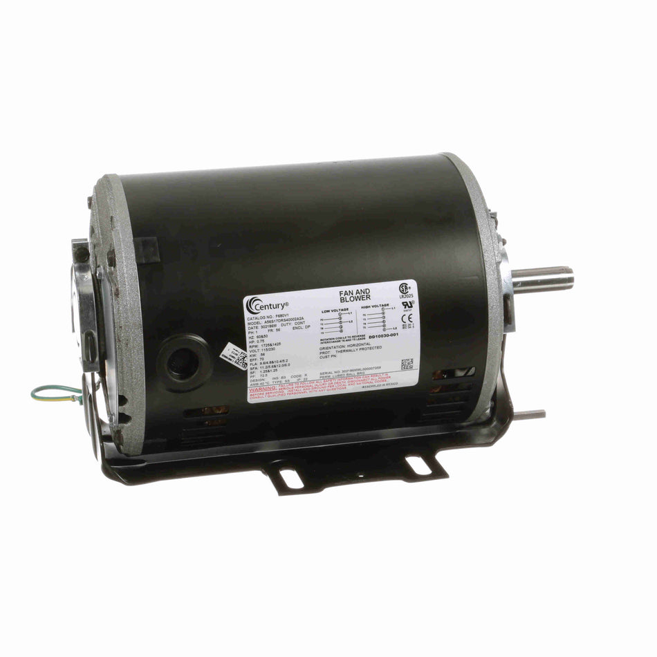 F680V1 Century Motor 3/4HP 1725/1425RPM K56 ODP 230/115 Volt 1 Phase - Square One Electric Motors & Pumps