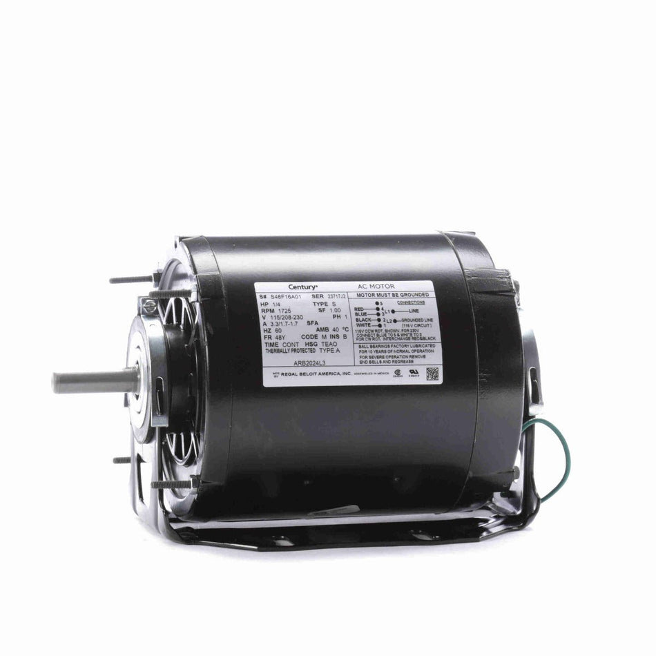 ARB2024L3 Century Motor 1/4HP 1725RPM 48Y TEAO 115/208 - 230 Volt 1 Phase - Square One Electric Motors & Pumps