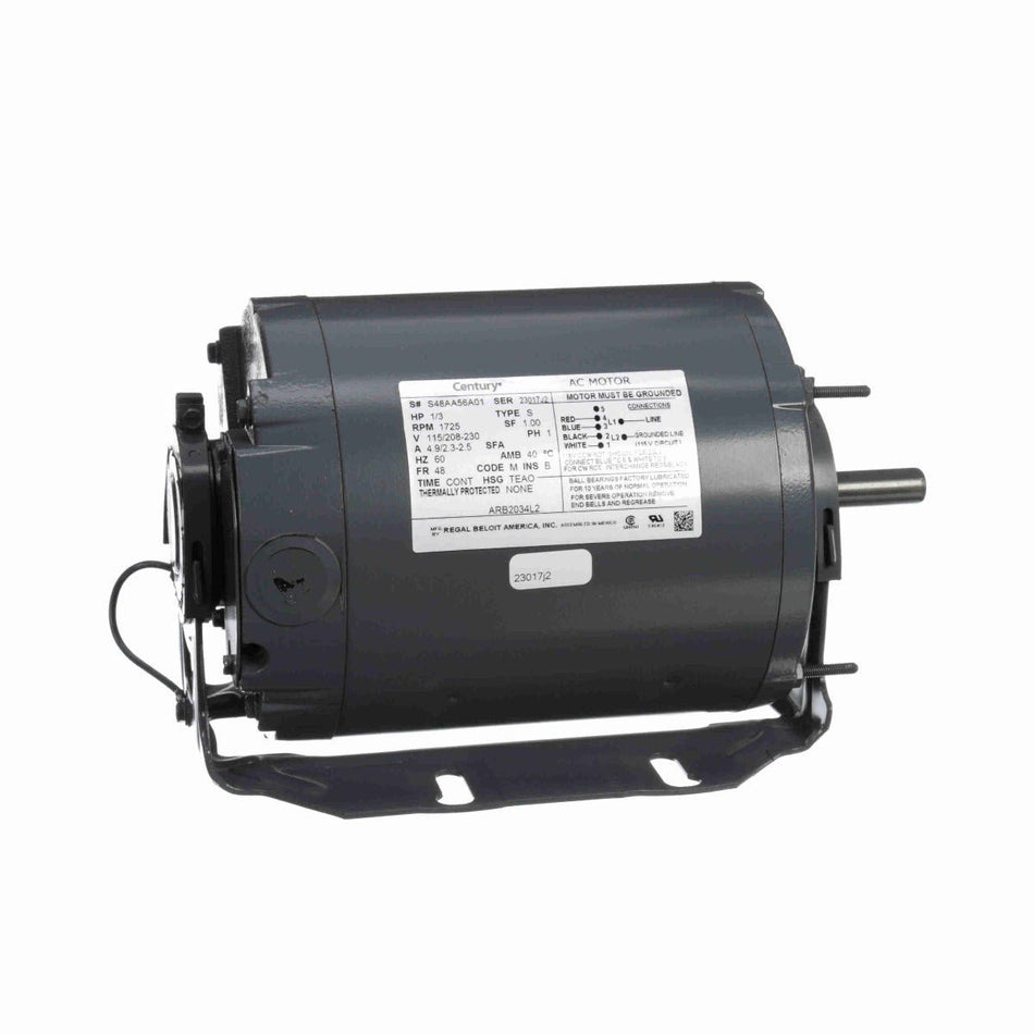 ARB2034L2 Century Motor 1/3HP 1725RPM 48 TEAO 115/208 - 230 Volt 1 Phase - Square One Electric Motors & Pumps