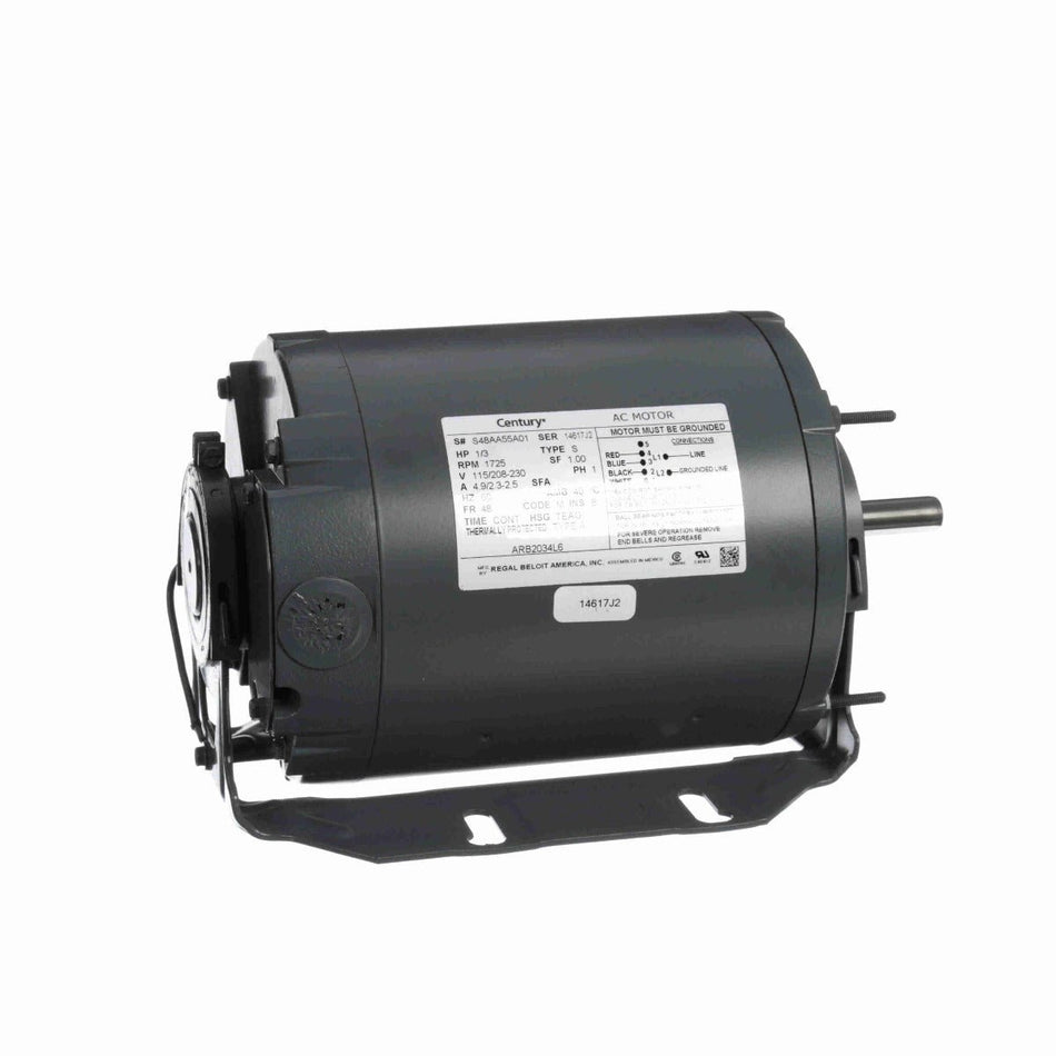 ARB2034L6 Century Motor 1/3HP 1725RPM 48 TEAO 115/208 - 230 Volt 1 Phase - Square One Electric Motors & Pumps