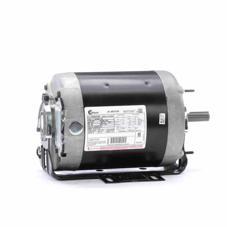ARB2036S Century Motor 1/3HP 1140RPM K56 TEAO 115/208 - 230 Volt 1 Phase - Square One Electric Motors & Pumps