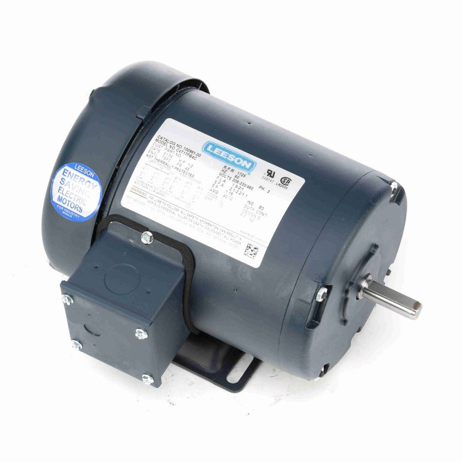 100961.00 Leeson AC Motor 1/2HP 1725RPM 48 TEFC 208 - 230/460V 3 Phase - Square One Electric Motors & Pumps