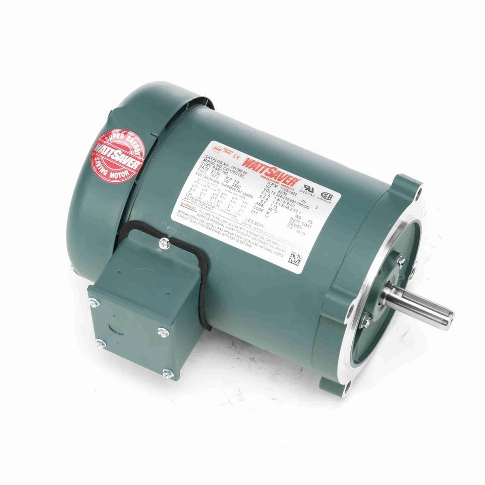 101780.00 Leeson Motor 1/2HP 1725RPM 56C TEFC 208 - 230/460V 3Phase - Square One Electric Motors & Pumps
