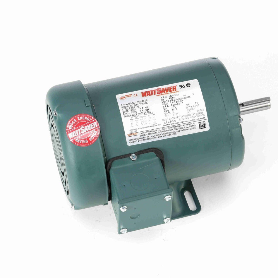 103020.00 Leeson Motor 1/2HP 1725RPM 56 TEFC 208 - 230/460V 3 Phase - Square One Electric Motors & Pumps