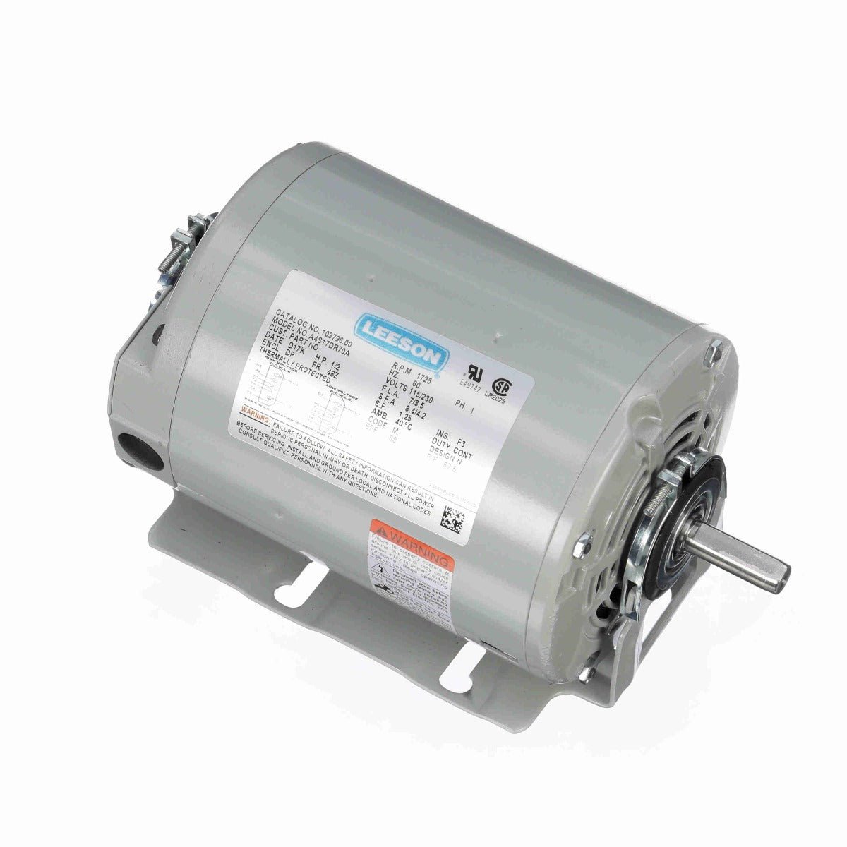 103796 Leeson Motor 1/2HP 1725RPM 48 DP 115/230V 1Phase - Square One Electric Motors & Pumps