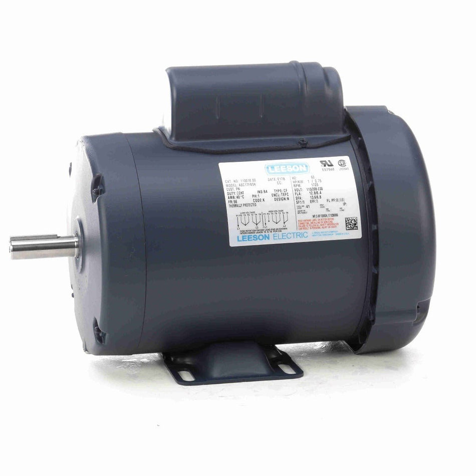 110018.00 Leeson Motor 1HP 1725RPM 56 TEFC 115/208 - 230Volt Single Phase A6C17FB5 - Square One Electric Motors & Pumps