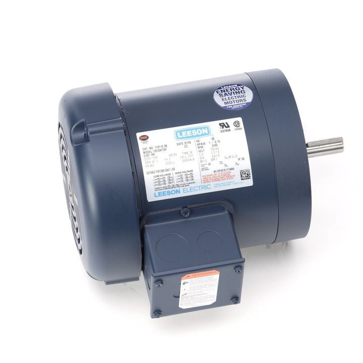 110112.00 Leeson Motor 1HP 3450RPM 56C TEFC 208 - 230/460Volt Three Phase - Square One Electric Motors & Pumps