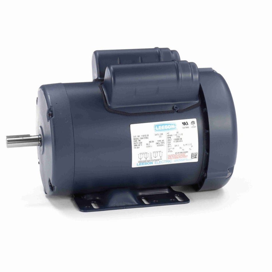 110253.00 Leeson Motor 1.5HP 1725RPM 56H TEFC 115/208 - 230Volt 1Phase C6K17FB9 - Square One Electric Motors & Pumps