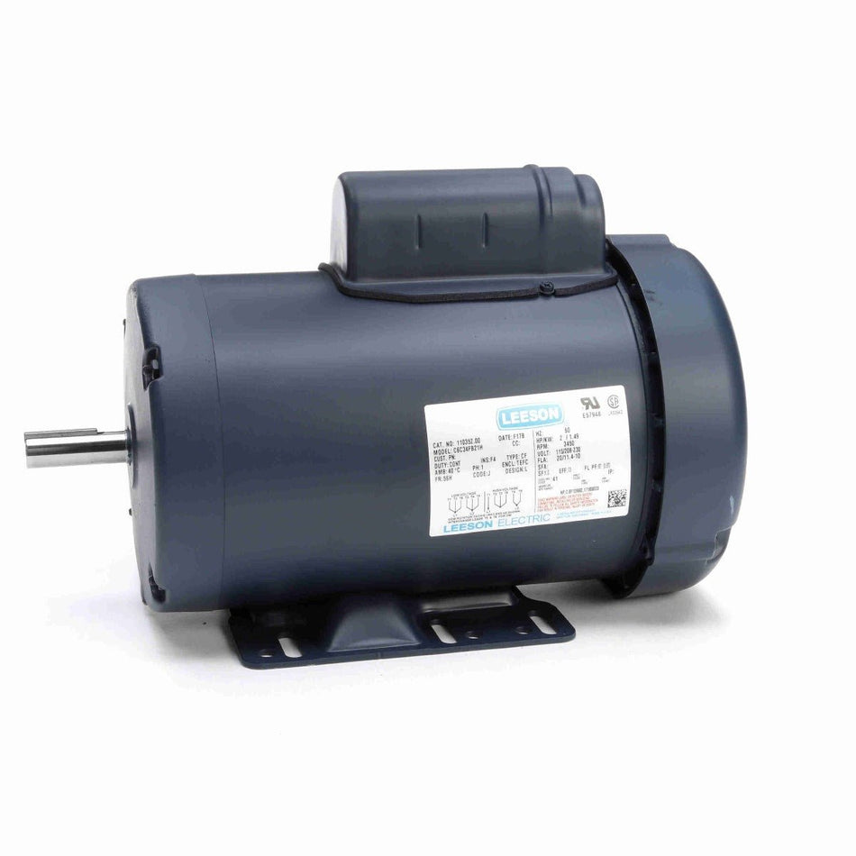 110352.00 Leeson Motor 2HP 3450RPM 56H TEFC 115/208 - 230Volt 1 Phase C6C34FB21 - Square One Electric Motors & Pumps