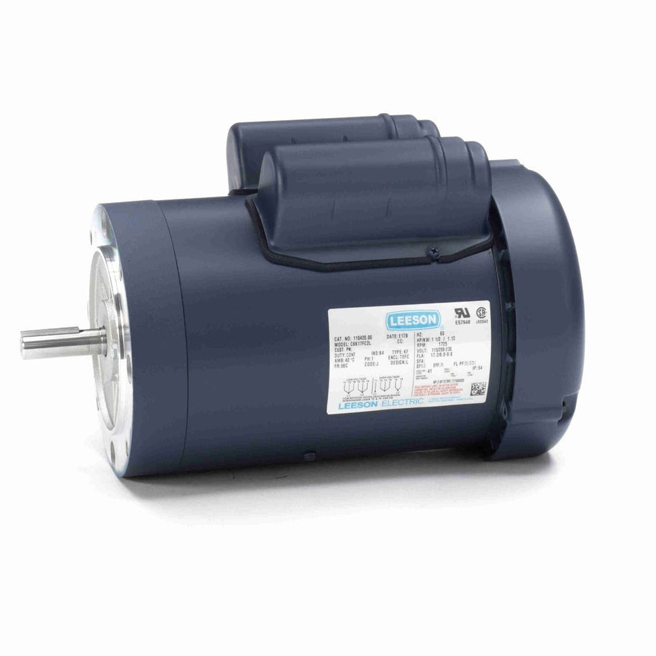 110420.00 Leeson Motor 1.5HP 1725RPM 56C TEFC 115/208 - 230Volt 1 Phase - Square One Electric Motors & Pumps