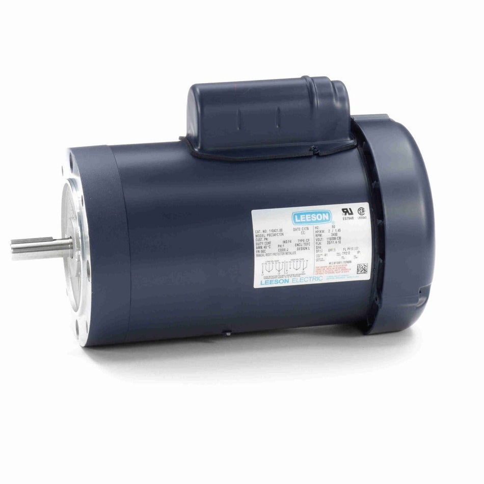 110421.00 Leeson Motor 2HP 3450RPM 56C TEFC 115/208 - 230Volt 1 Phase - Square One Electric Motors & Pumps