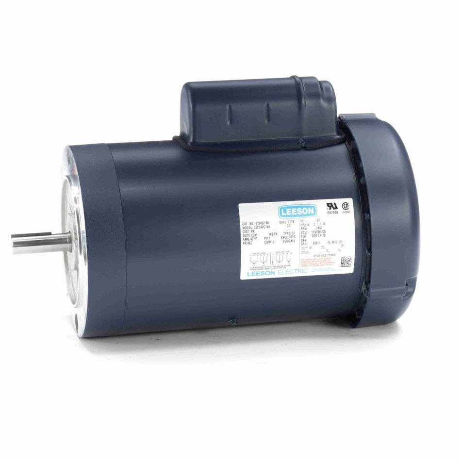 110422.00 Leeson Motor 2HP 3450RPM 56C TEFC 115/208 - 230Volt Single Phase - Square One Electric Motors & Pumps