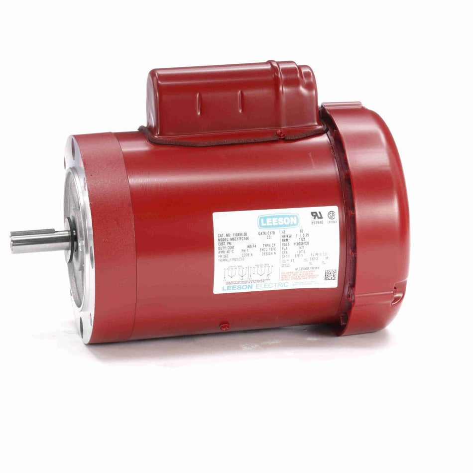 110494.00 Leeson Motor 1HP 1725RPM 56C TEFC 115/208 - 230Volt 1Phase - Square One Electric Motors & Pumps