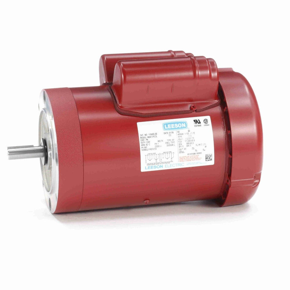 110495.00 Leeson Motor 1.5HP 1725RPM 56C TEFC 115/208 - 230Volt 1Phase - Square One Electric Motors & Pumps