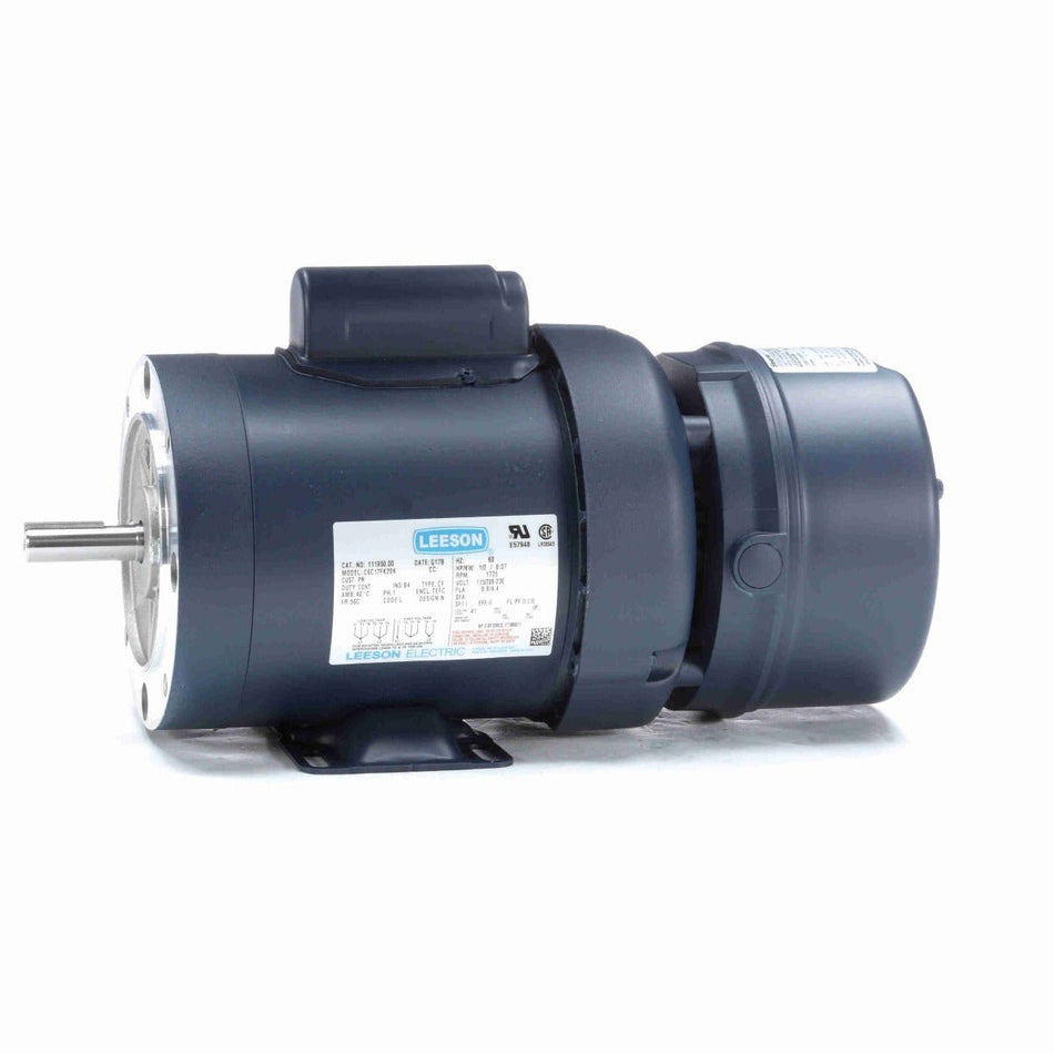 111950.00 Leeson Brake Motor 1/2HP 1725RPM 56C TEFC 115/208 - 230V 1 Phase - Square One Electric Motors & Pumps