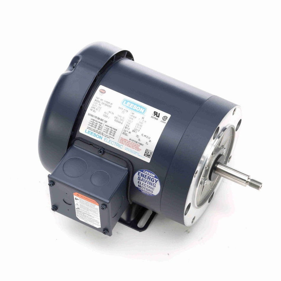 113029.00 Leeson Motor 1HP 3450RPM 56J TEFC 208 - 230/460Volt 3Phase - Square One Electric Motors & Pumps