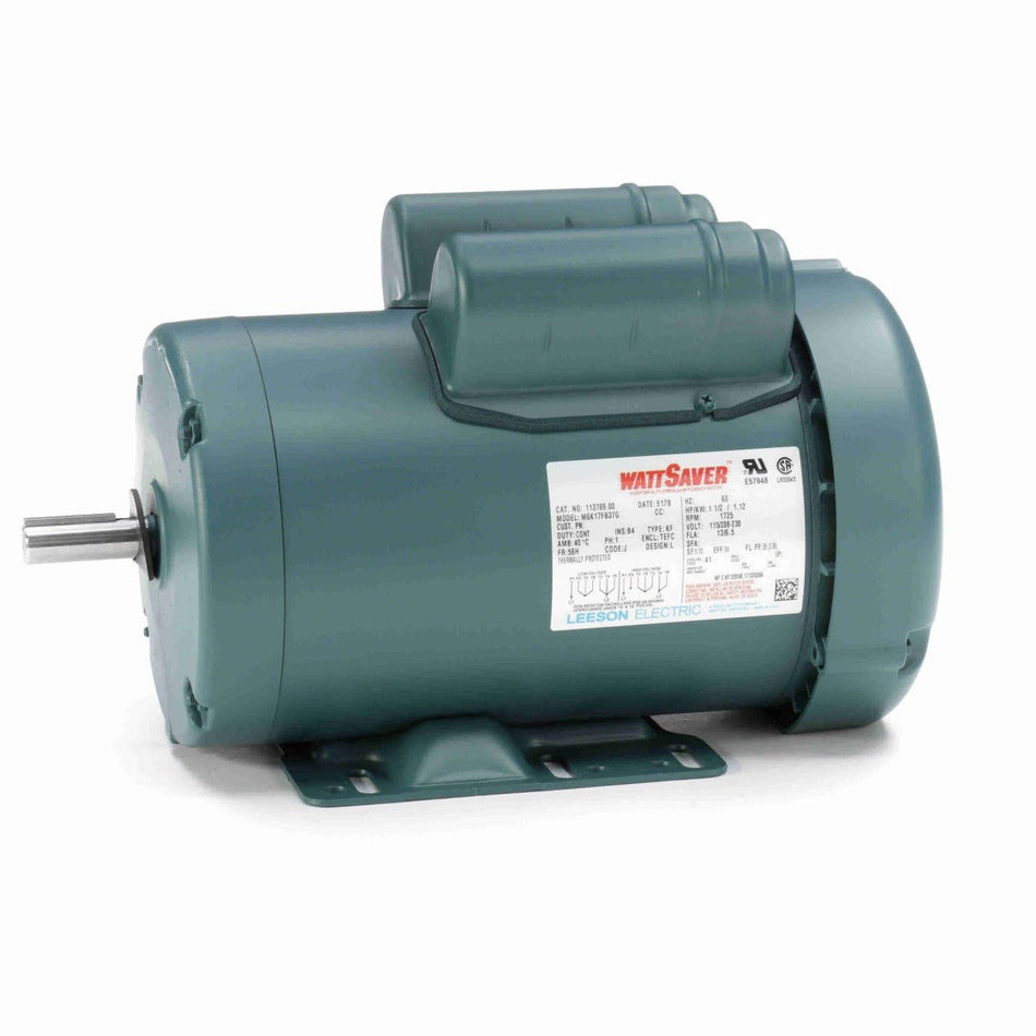 113769.00 Leeson Motor 1.5HP 1725RPM 56H TEFC 115/208 - 230Volt 1Phase - Square One Electric Motors & Pumps