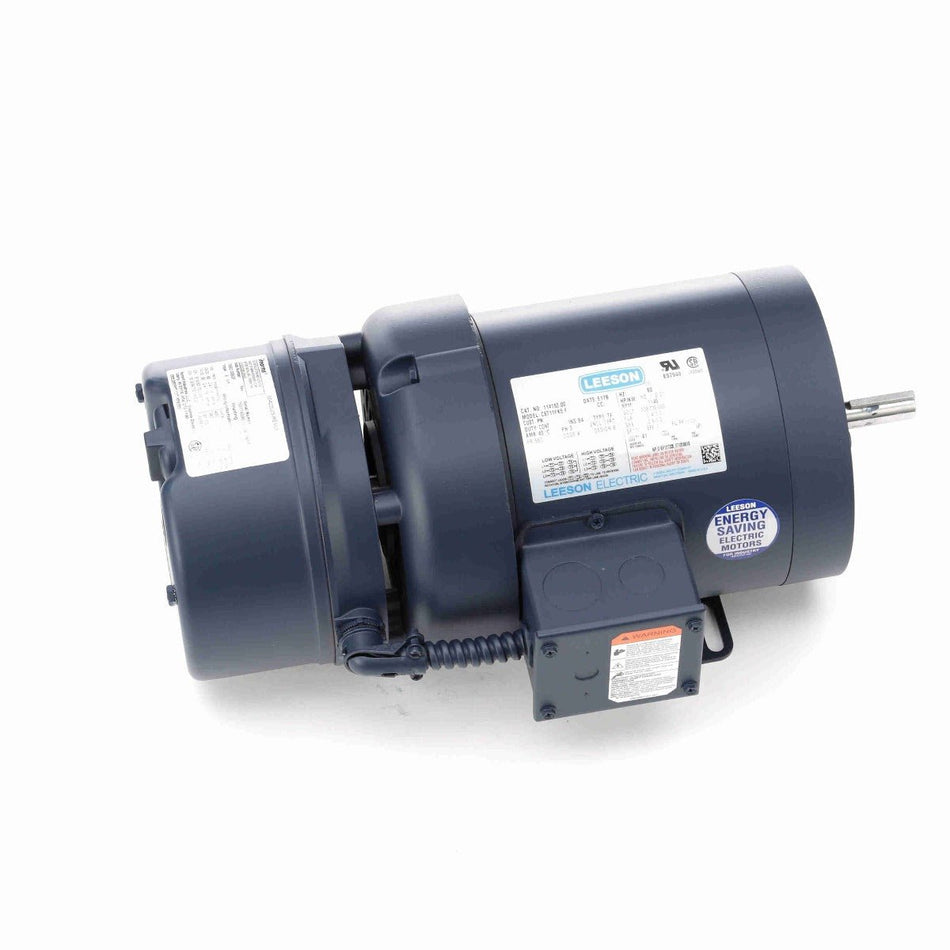 114152.00 Leeson Brake Motor 1/2HP 1140RPM 56C TEFC 208 - 230/460V 3 Phase - Square One Electric Motors & Pumps