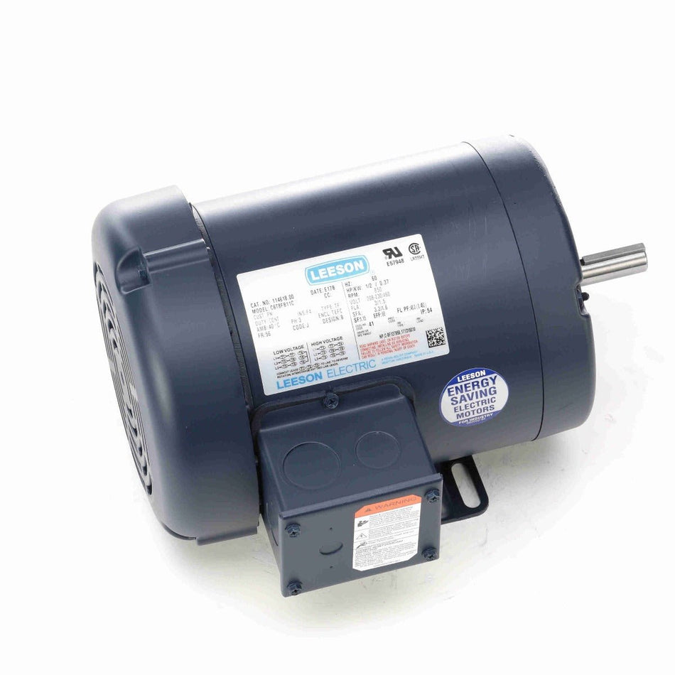 114618.00 Leeson Motor 1/2HP 850RPM 56 TEFC 208 - 230/460V Three Phase - Square One Electric Motors & Pumps