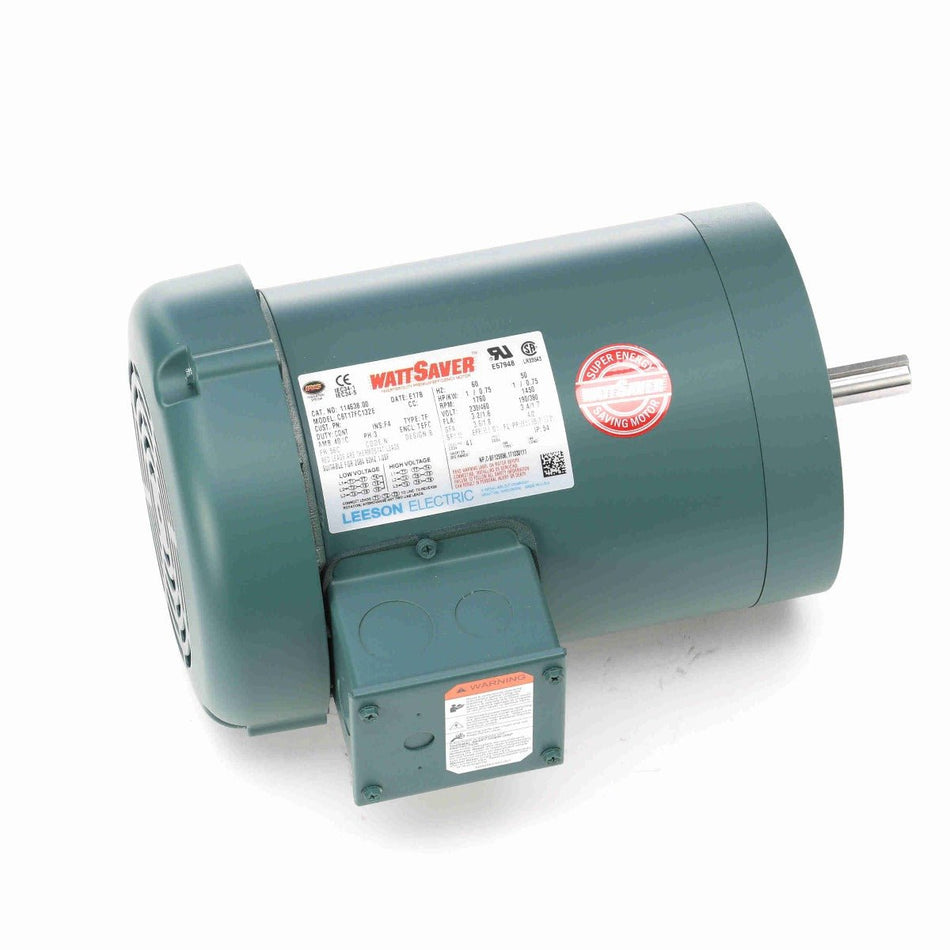 114638.00 Leeson Motor 1HP 1760RPM 56C TEFC 208 - 230/460Volt 3 Phase - Square One Electric Motors & Pumps