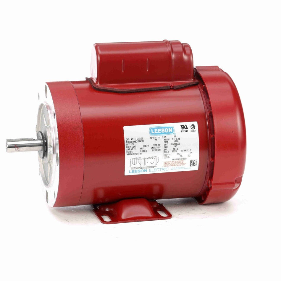 116488.00 Leeson Motor 1HP 1725RPM 56C TEFC 115/208 - 230Volt 1Phase - Square One Electric Motors & Pumps