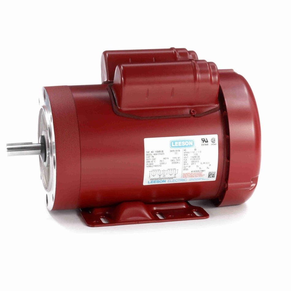 116489.00 Leeson Motor 1.5HP 1725RPM 56HC TEFC 115/208 - 230V 1 Phase - Square One Electric Motors & Pumps