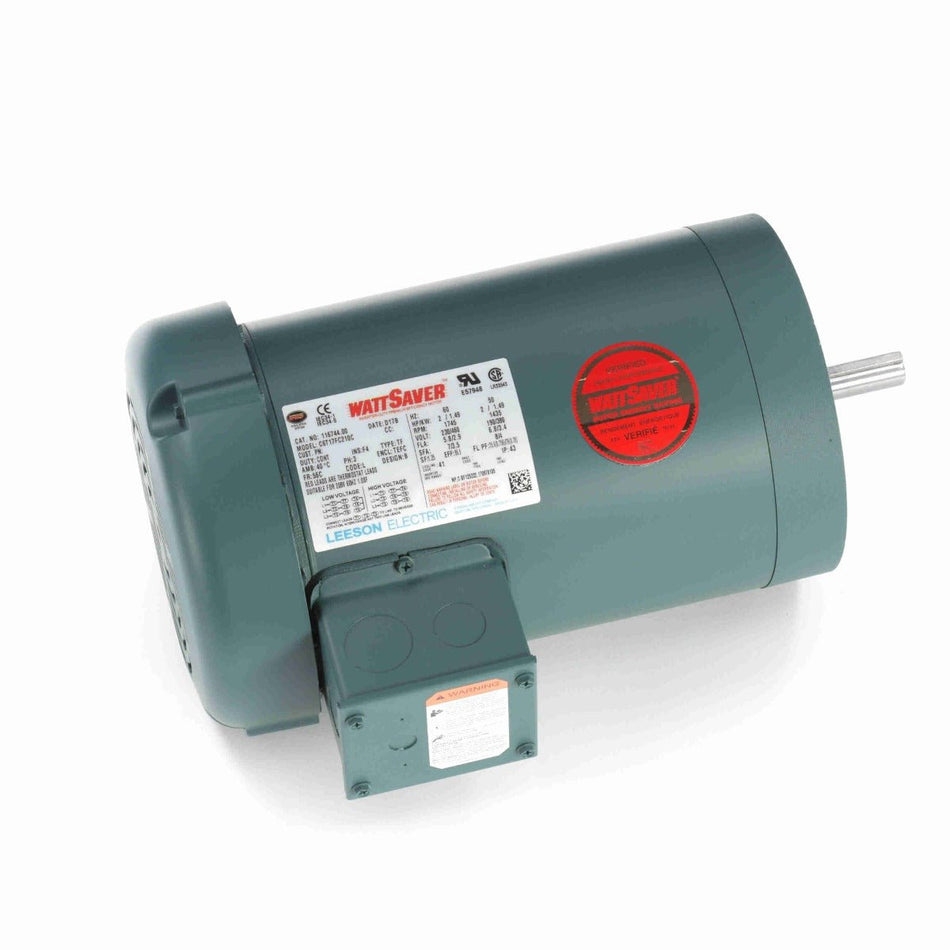 116744.00 Leeson Motor 2HP 1745RPM 56C TEFC 208 - 230/460Volt 3Phase - Square One Electric Motors & Pumps