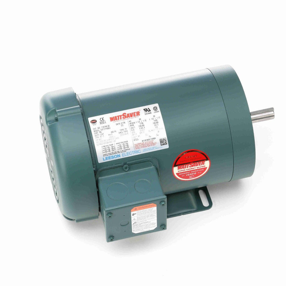 116746.00 Leeson Motor 1.5HP 1750RPM 56C TEFC 208 - 230/460Volt 3Phase C6T17FK96 - Square One Electric Motors & Pumps