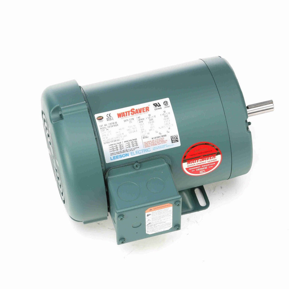 116758.00 Leeson Motor 1.5HP 3490RPM 56 TEFC 208 - 230/460Volt Three Phase - Square One Electric Motors & Pumps