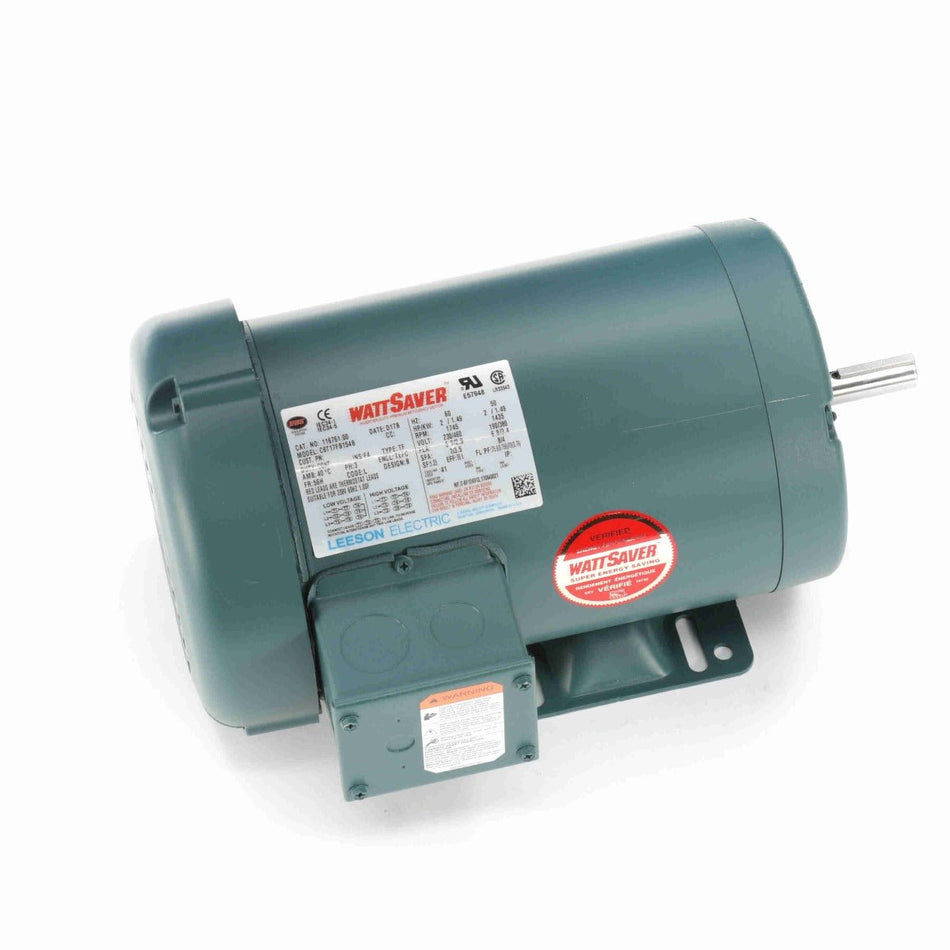 116761.00 Leeson AC Motor 2HP 1745RPM 56H TEFC 208 - 230/460Volt 3 Phase - Square One Electric Motors & Pumps