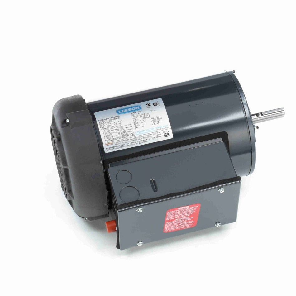 117866.00 Leeson Motor 1.5HP 1725RPM 56 TEFC 115/208 - 230Volt 1Phase - Square One Electric Motors & Pumps
