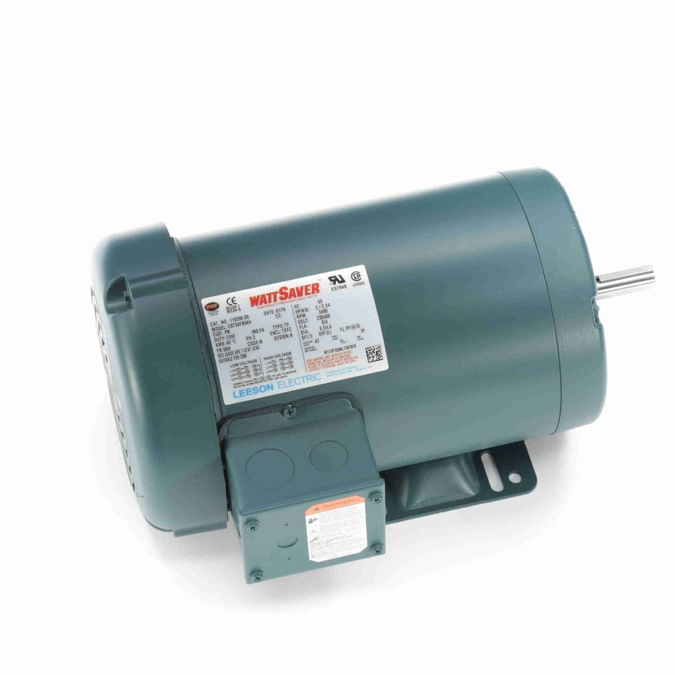 119396.00 Leeson Motor 3HP 3450RPM 56H TEFC 56H TEFC 230/460Volt 3 Phase - Square One Electric Motors & Pumps