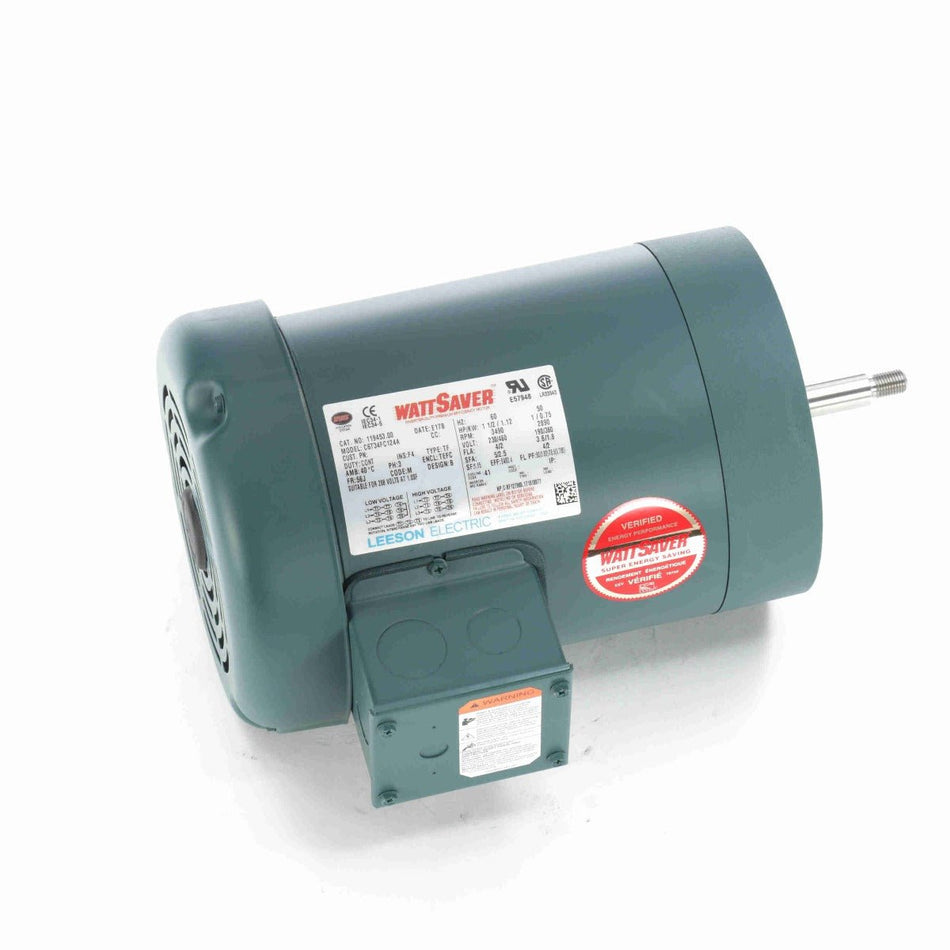 119453.00 Leeson Motor 1.5HP 3450RPM 56J TEFC 208 - 230/460Volt 3Phase - Square One Electric Motors & Pumps